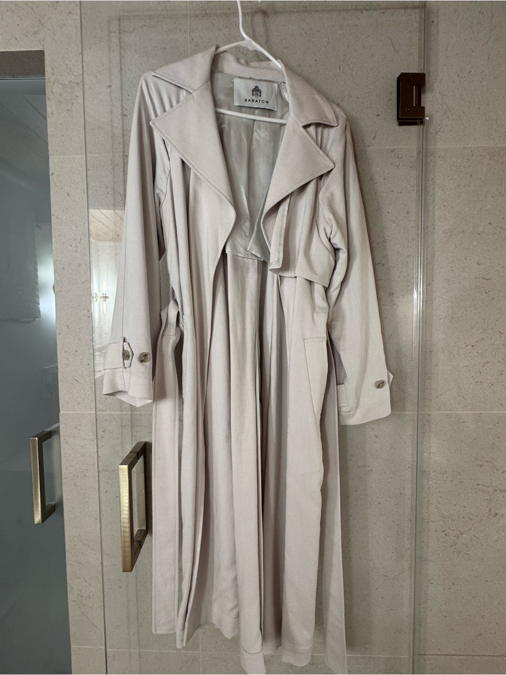 Aritzia Babaton Cool Beige Long Trench Coat XS